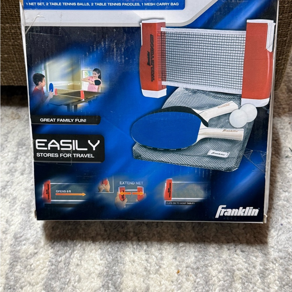 Portable Table Tennis Set - Red and Blue